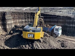 [mega machines channel] caterpillar 374d excavator loading trucks non stop for 80 minutes - mega machines movies